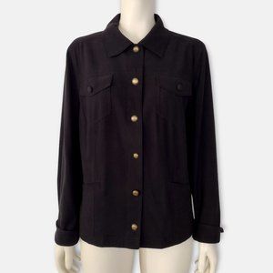 Vintage 1990s Black Button Down Multi Pocket Casual Work Jacket Size 12
